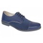 Pantofi barbati casual din piele naturala combinata, culoare albastru - 858A2